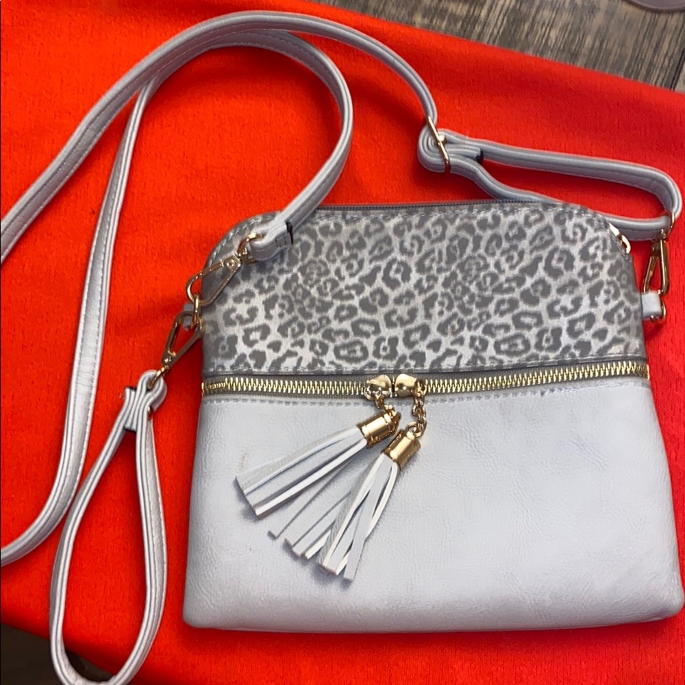 Gray Leopard Print Crossbody Bag